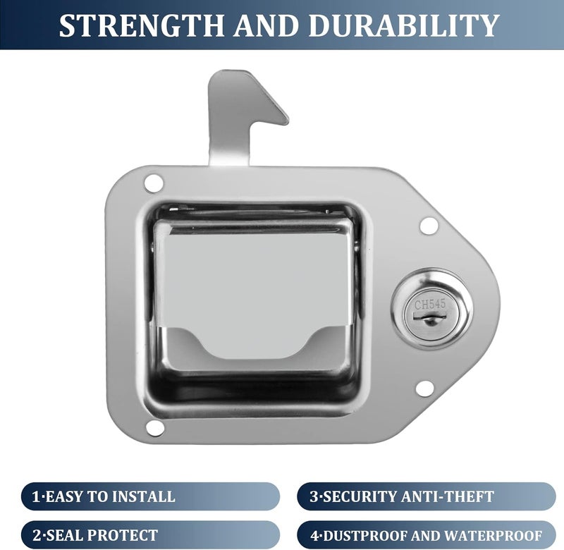 BAUMFEUER Truck Tool Box Latch Replacement Stainless Steel Toolbox Paddle Lock Replacement Handle with Keys for Truck, RV, Trailer, UTV, ATV Box (2 Pack) - Image 4